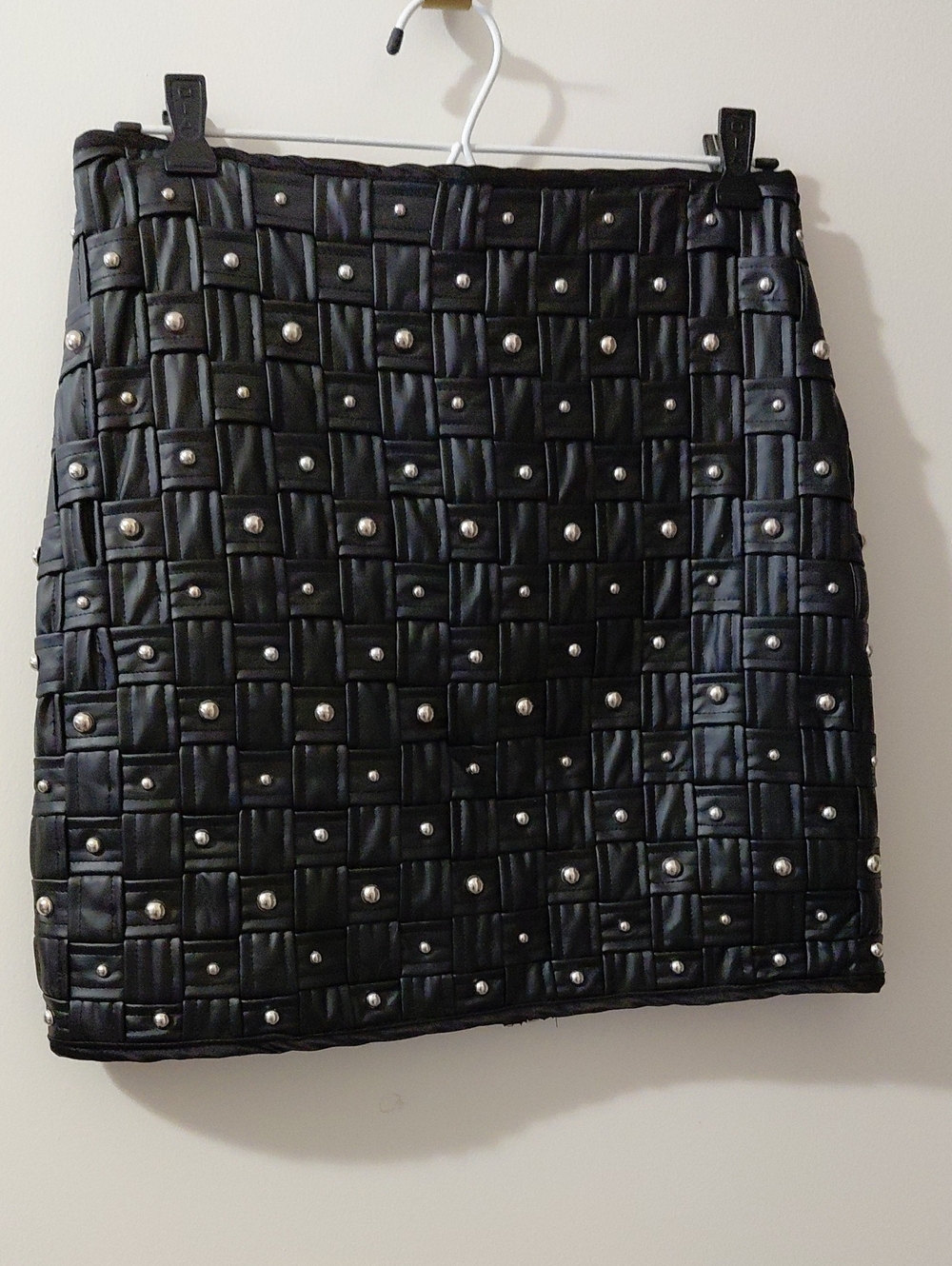 Fashion Nova Black Studded Woven Mini Skirt